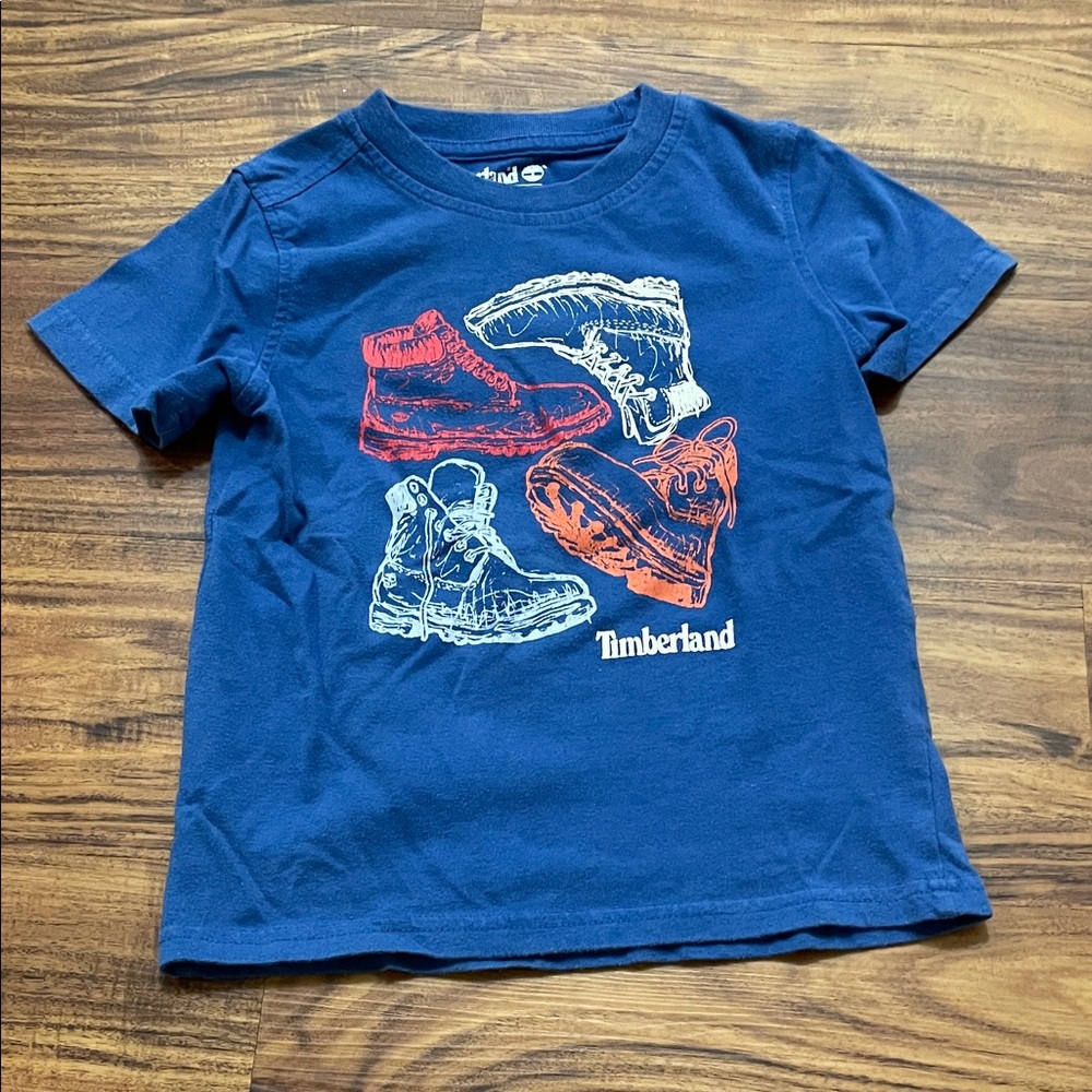 Timberland Kids Navy and Red Shoe Graphic Tee